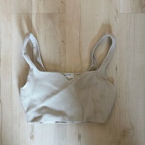 Aritzia Beige Ribbed Crop Top